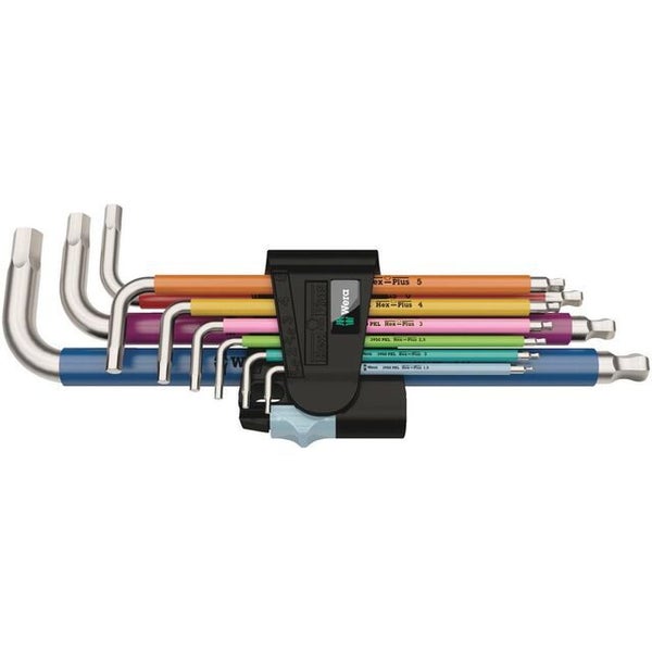 Wera 05022669001 Hex-Plus Multicolour STAINLESS L-Key Set 9pc - Metric Carousel 1
