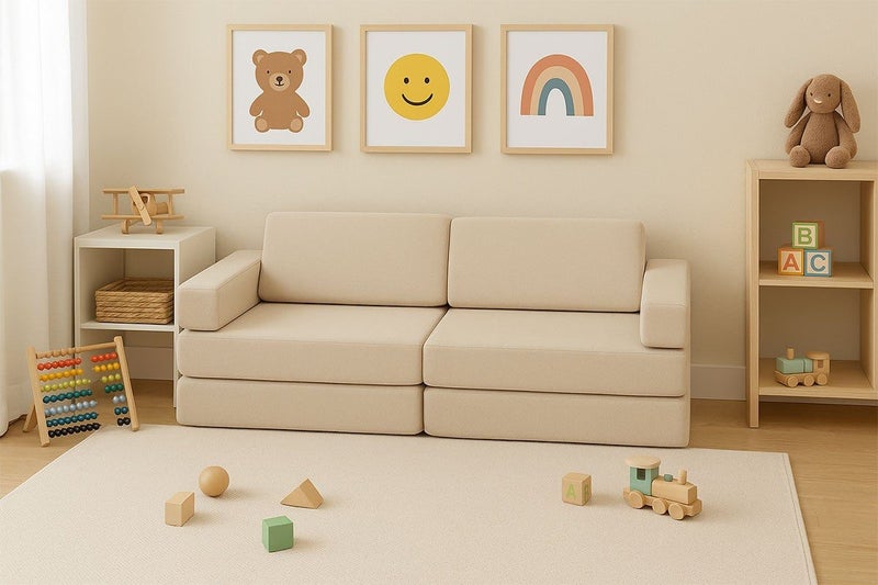 Ovela 14 Piece Modular Double Kids Play Sofa (Beach Beige) Carousel 2