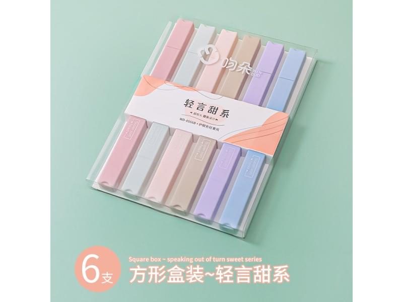 6 Colors Highlighter Double-headed Student Marker Pen Hand Account Pen Carousel 1