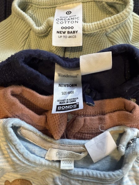 12 Onsies + Hats, Newborn Bundle, Excellent Condition AUS Brands62863216409090114