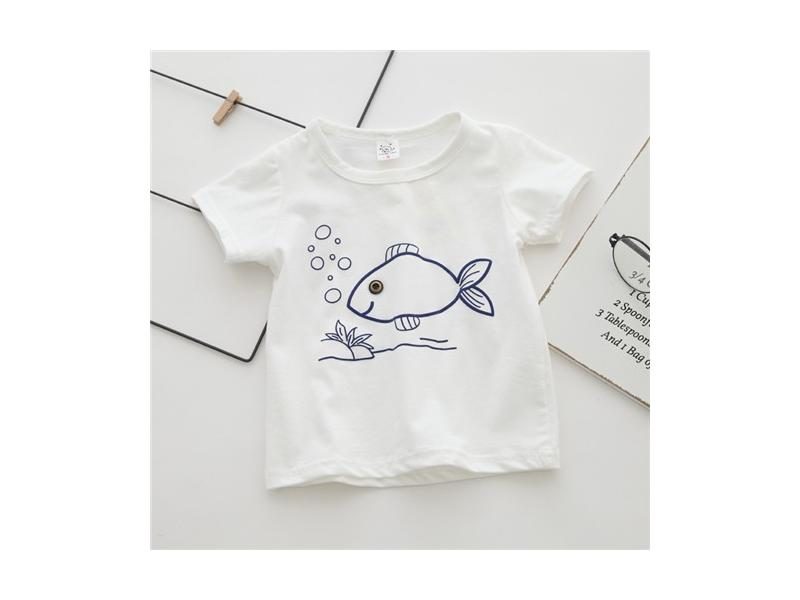 Short Sleeve Baby Boys T-Shirts Cotton Boy's Clothing Baby Tshirt Cartoon Fish Carousel 1