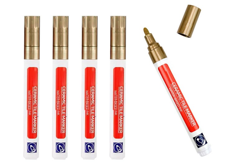 5Pcs Tile Grout Pens Waterproof for Bathroom Floor Wall Gap Color Repair-Gold Carousel 1