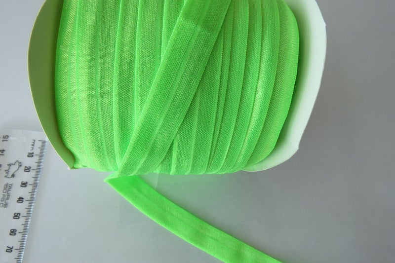 10m Lime Green 15mm wide Fold over elastic FOE foldover elastic Carousel 1