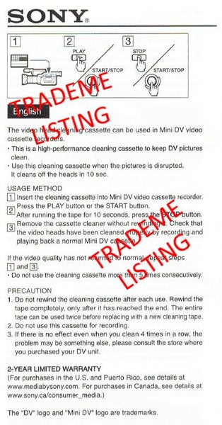 Sony Mini DV /MiniDV Video Head Cleaner Tape (DVM4CLD2) - Japan new/sealed Carousel 3