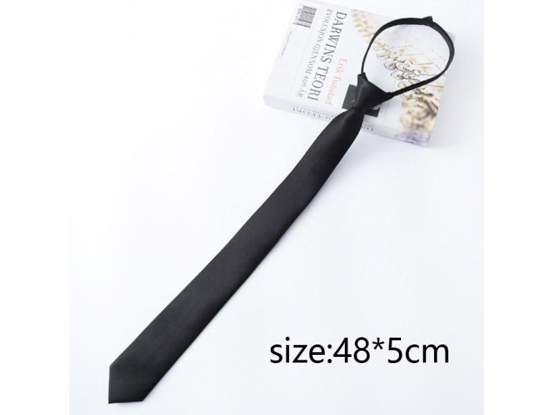 Black Unisex Zipper Ties Retro Silky Narrow Neck Tie Slim Smooth Women Bow Tie Carousel 1