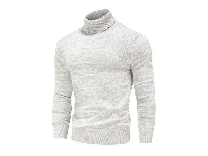 New Winter Men's Turtleneck Cotton Slim Knitted Pullovers Solid Color Casual Carousel 1