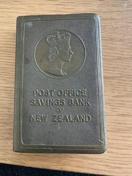 ANTIQUE POST OFFICE SAVINGS BANK OF NEW ZEALAND MONEY BOX BANK BOOK Carousel 1