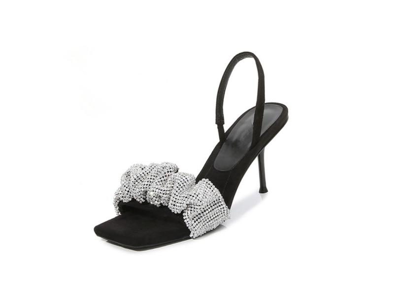 Luxury Rhinestone Women's Summer Party Prom Stiletto Slingback Gladiator Carousel 1