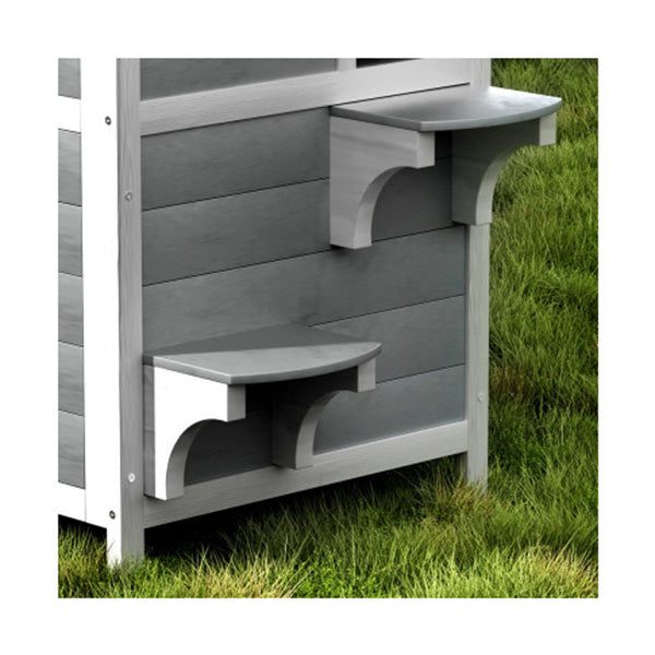 Cat House Wooden Outdoor Shelter Rabbit Hutch Condo Small Dog Roof House Carousel 2