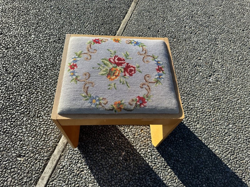 Blonde Oak Tapestry Top Footstool Carousel 9