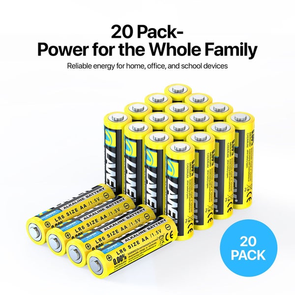AA Batteries 20 Pack, 1.5V Alkaline Batteries, Leak Protection and Long Lasting Carousel 1