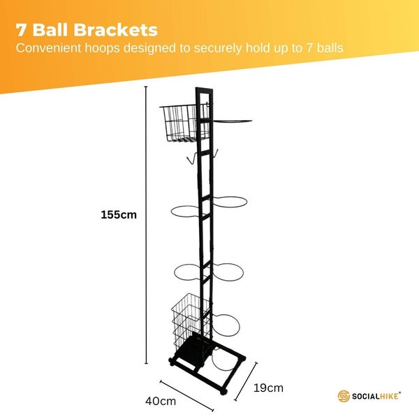Social Hike Sports Equipment Storage Rack Vertical Ball Organiser Basketball Gar Carousel 2