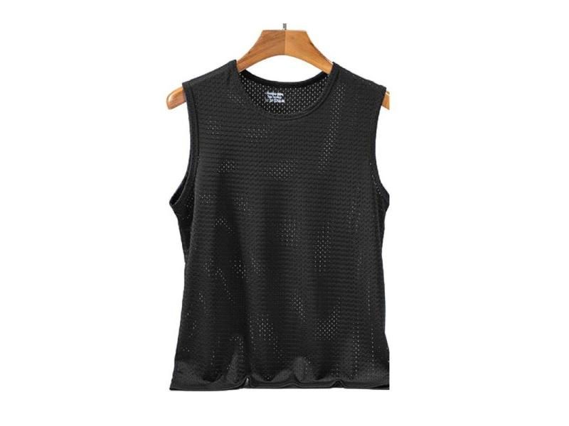 Men Tops Ice Silk Vest Outerwear Quick-Drying Mesh Hole Breathable Sleeveless T Carousel 1