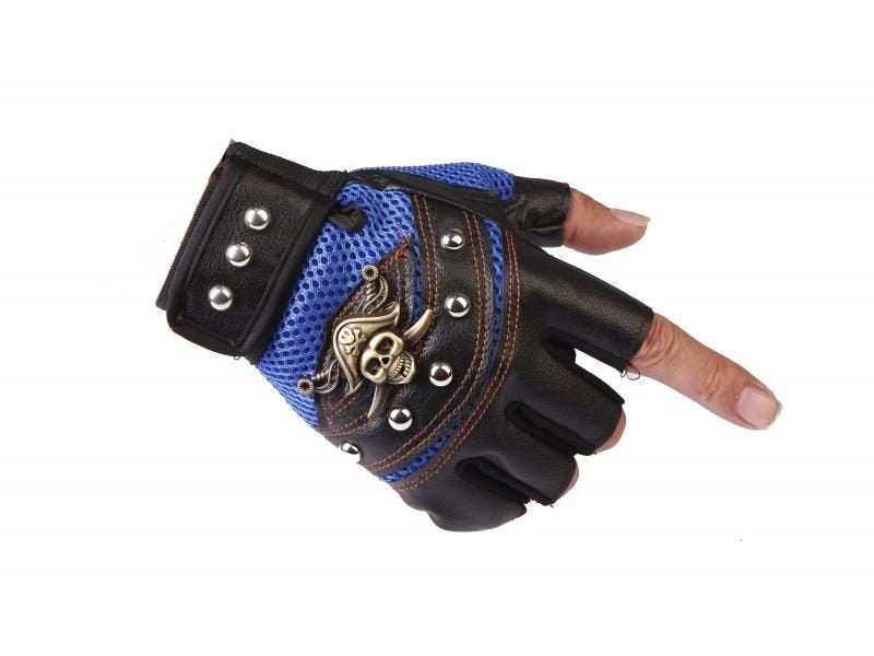 Skulls Rivet PU Leather Fingerless Gloves Men Women Fashion Hip Hop Women's Gym Carousel 1