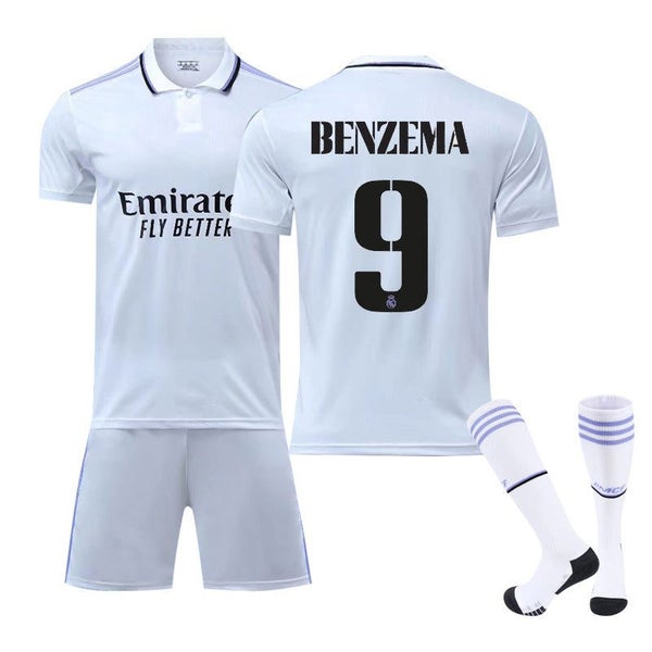 2023 Real Madrid Home BENZEMA No.9 Football Jersey Set Carousel 1