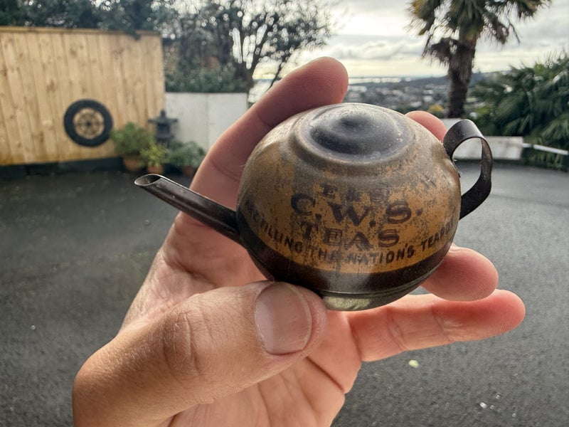 Antique “E & S C.W.S. TEAS” Miniature Teapot Early 1900s Carousel 1