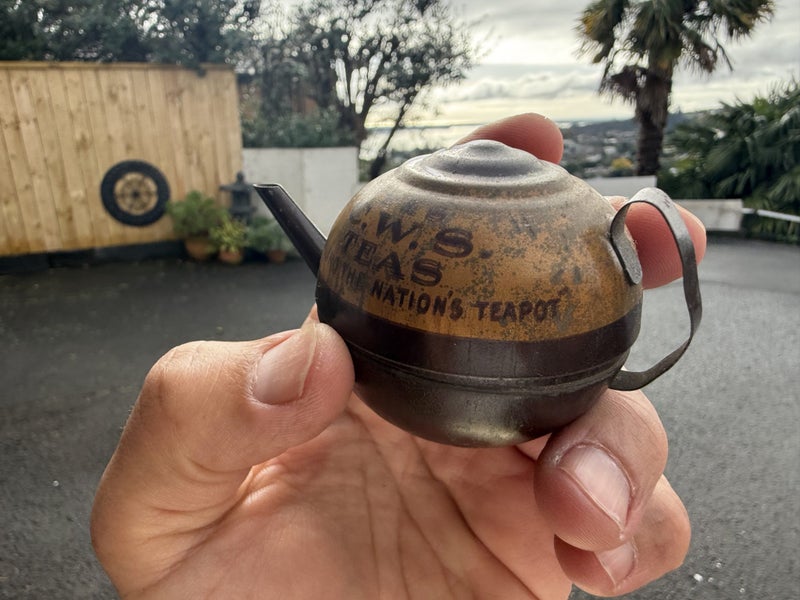 Antique “E & S C.W.S. TEAS” Miniature Teapot Early 1900s Carousel 2