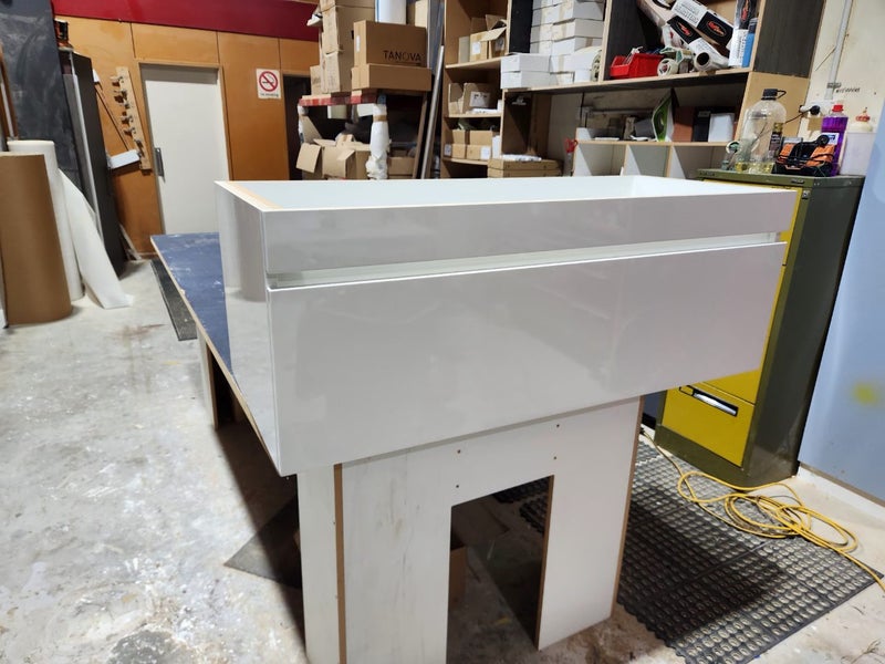 Painted gloss white vanity Carousel 1