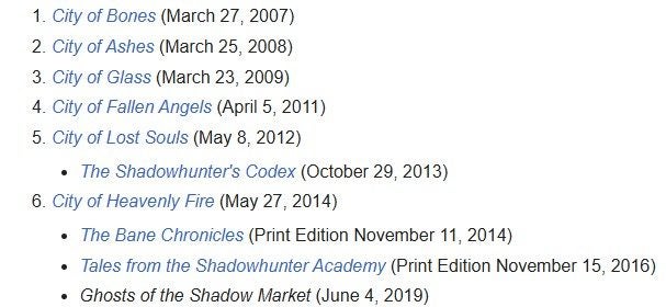 Complete set of six The Mortal Instruments plus one of the connected books Carousel 11