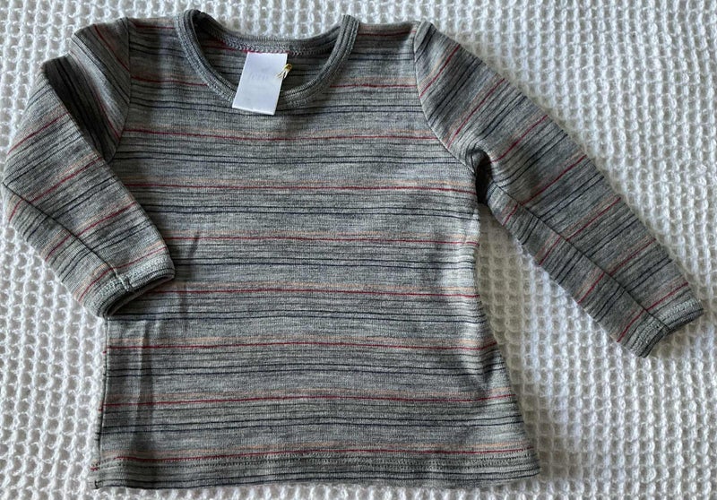 Grey stripe merino top by Fernz merino, size 00628632426533131126