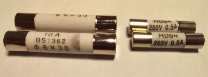 Ceramic Fast Blow Fuses x 2 pcs - Choice of 10A 6x25 or 6x30 or 0.5A 5x20mm Carousel 1
