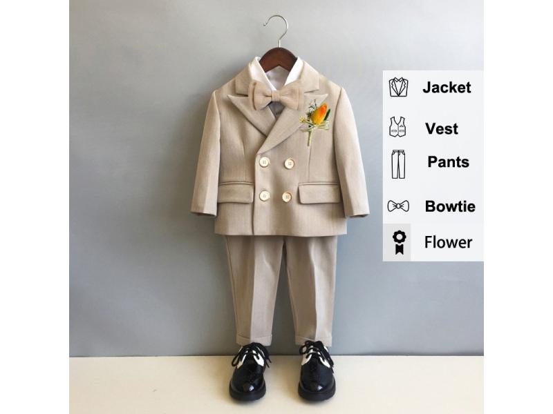 Children's Formal Dress Suits Set Flower Boys Wedding Baby's First Birthday Carousel 1