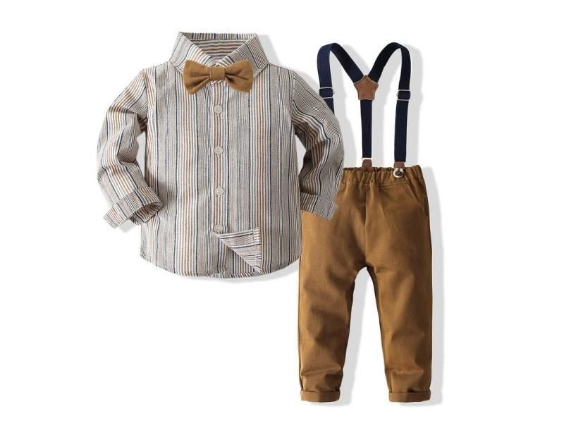 Kids Boy Gentleman Clothing Set Long Sleeve Tie Shirt Waistcoat Pants Toddler Carousel 1