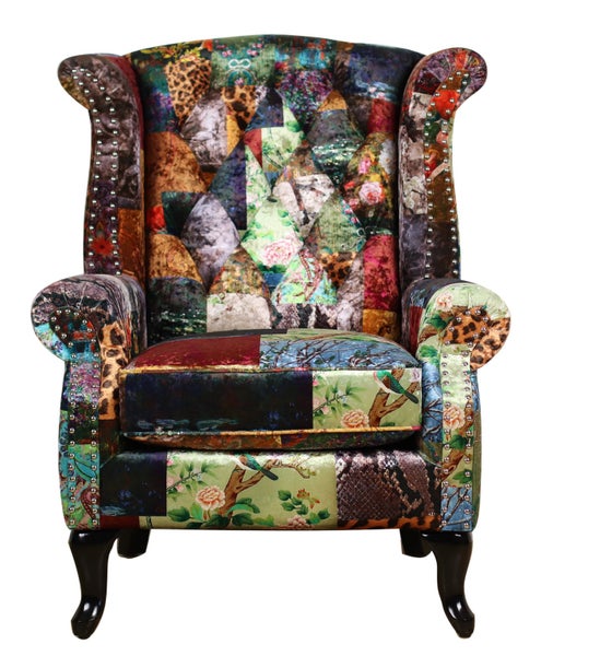TNC Large Patchwork Wing Chair, 2199-55D Carousel 1