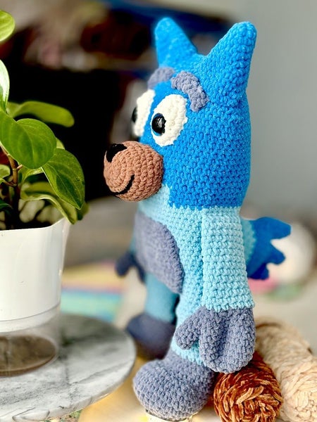 Handmade Crochet Bluey Toy – 46cm Tall – Super Soft Baby Yarn Carousel 1