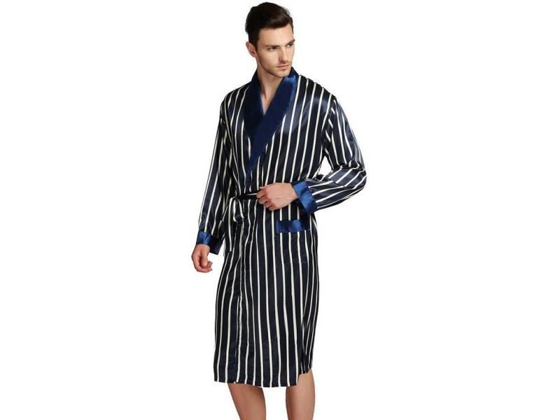 Mens Silk Satin Pajamas Pajama Pyjamas PJS Sleepwear Robe Robes Nightgown Robes Carousel 1