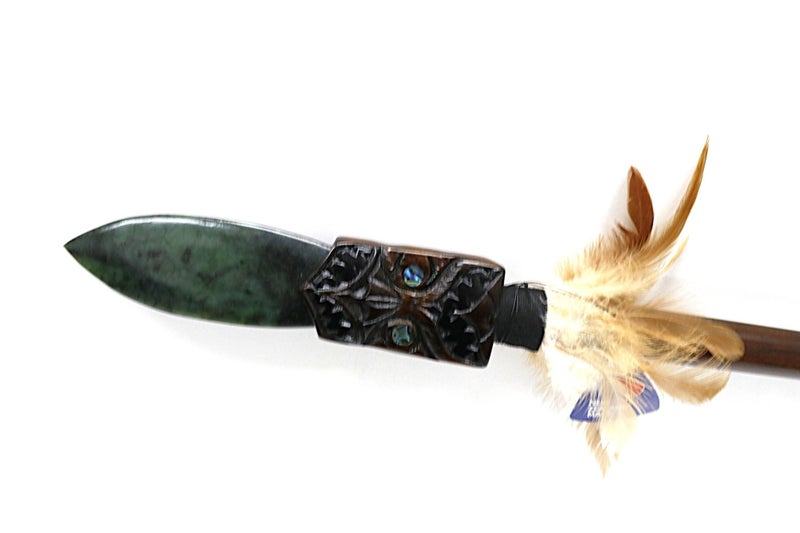 New Zealand Wood and Greenstone Full Size Taiaha Carousel 2