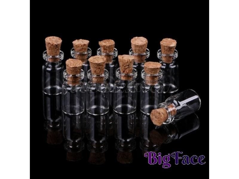 10PCS 0.5mL Mini Clear Cork Stopper Glass Bottles Vials Carousel 1