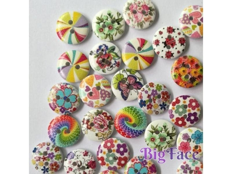 50Pcs 2 Holes Wood Buttons Craft Handmake Scrapbooking Sewing Clothing Carousel 1