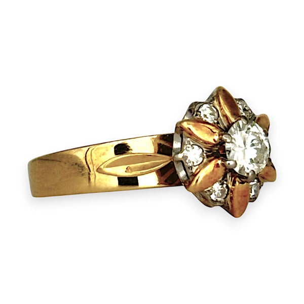 18K Y/W Gold Diamond 0.63ct Vintage Cluster Dress 1997 Ring Size N1/2. R # 17362938585891969111