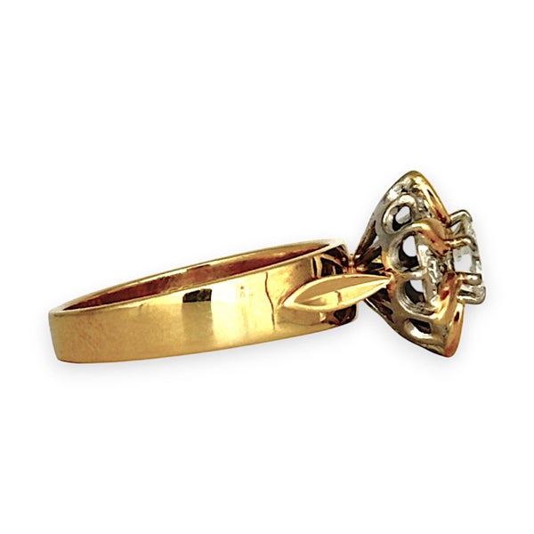 18K Y/W Gold Diamond 0.63ct Vintage Cluster Dress 1997 Ring Size N1/2. R # 17362938585891969112