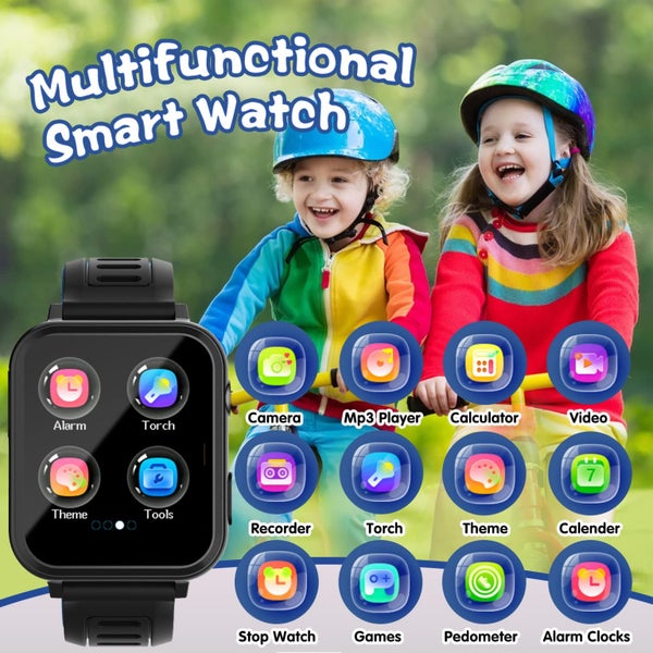 Toy Smart Watch for Boys Girls 6-12 with Pedometer Audio Book Camera (Black) Carousel 2