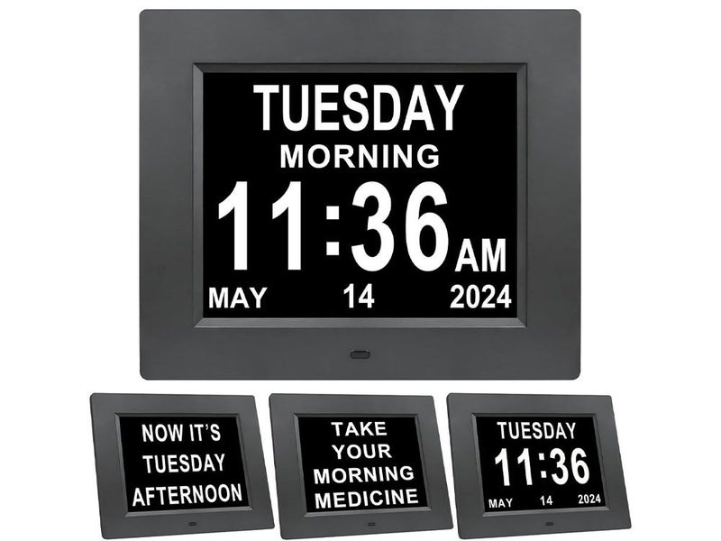 8inch LED Dementia Digital Calendar Clock Alarm Large Day/Week/Month/Year Carousel 2