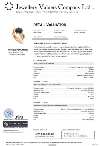 $1 RES * RRP Value $10,600.00 * 6.97ct Sapphire & Diamond Gold Ring * Carousel 2