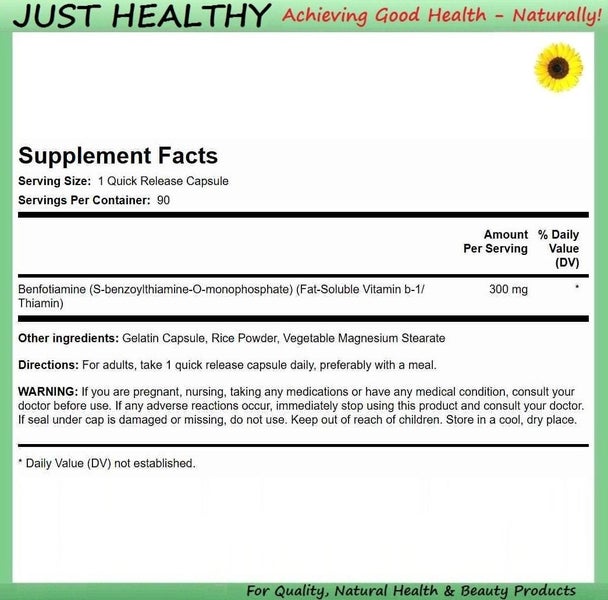 300 mg - BENFOTIAMINE - BLOOD SUGAR - 90 CAPS Carousel 2