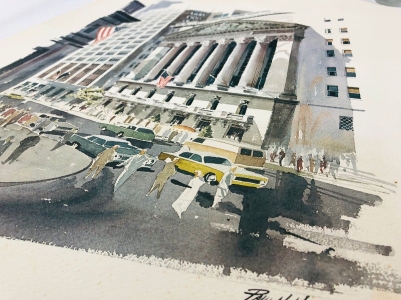 Rare Paul N Norton Watercolour Original - New York Stock Exchange (21016)62992598254594112