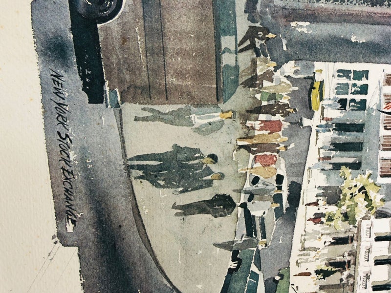 Rare Paul N Norton Watercolour Original - New York Stock Exchange (21016)62992598254594114