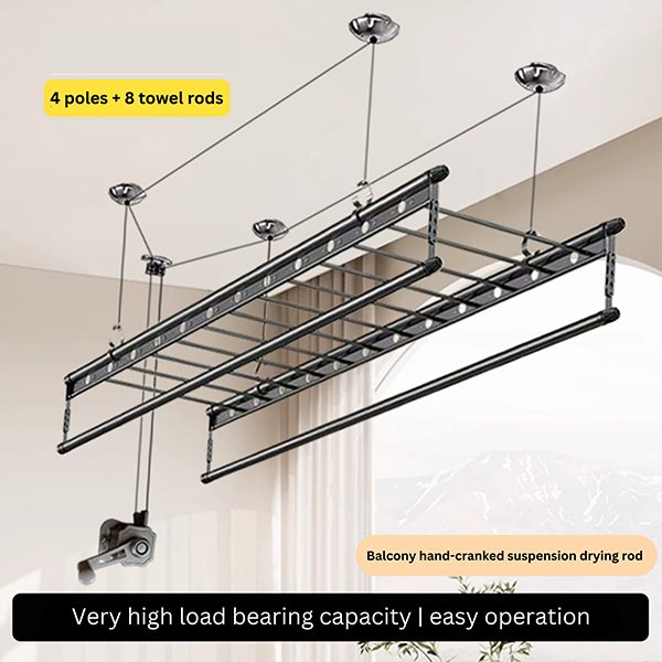 Hand-cranked lifting clothes drying rack, Hanging Pulley Airer 2m Carousel 5