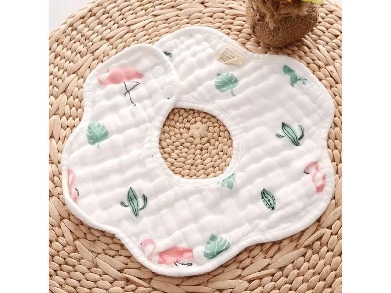 360 Degree Rotation 8 Layers Gauze Muslin Baby Bib Saliva Towel Carousel 1