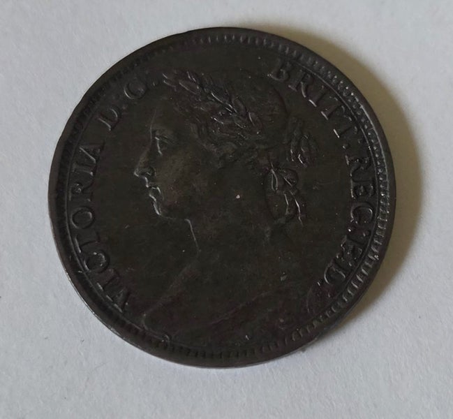 BRITISH 1891 FARTHING COIN, VICTORIA, VF!, $1 RES Carousel 1