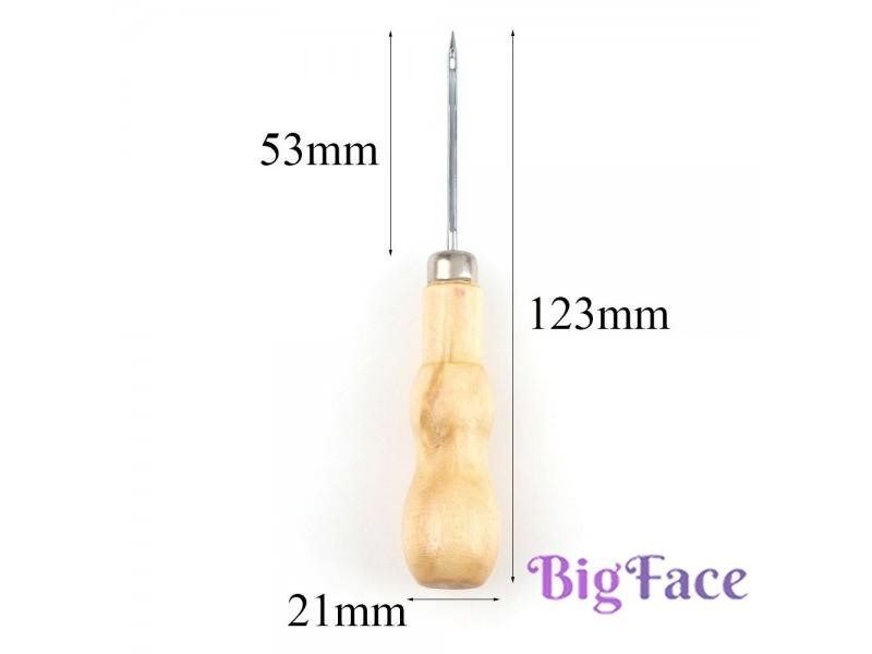 2Pcs Useful Leather Wood Handle Awl With Hole Hook Awl Tools Leather Craft Carousel 1