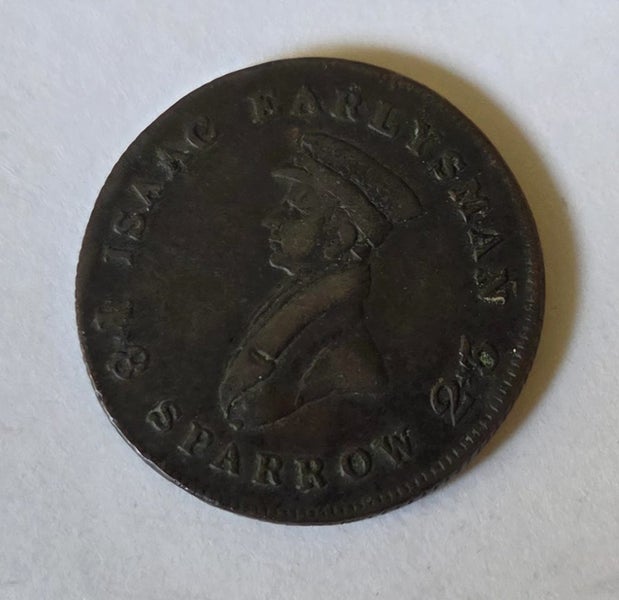 BRITISH 1825 FARTHING TOKEN, ISAAC EARLYSMAN SPARROW, HOT AIR BALLOON, $1 RES Carousel 1