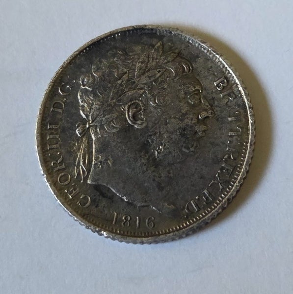 BRITISH 1816 SILVER SIXPENCE COIN GEORGE III, $1 RES! Carousel 1
