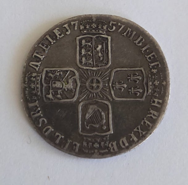 BRITISH 1757 SILVER SIXPENCE COIN GEORGE II, $1 RES! Carousel 1