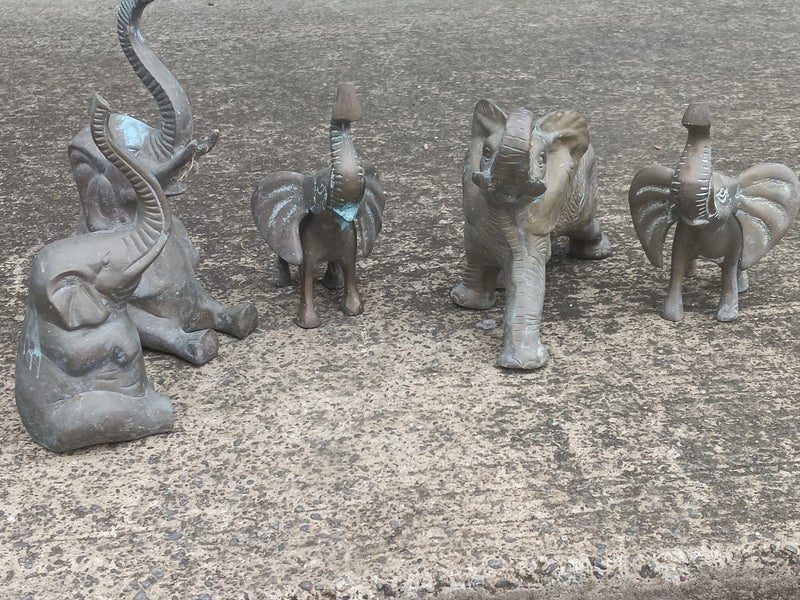 Collection of 5 Brass Elephants (Trunk up) Carousel 14