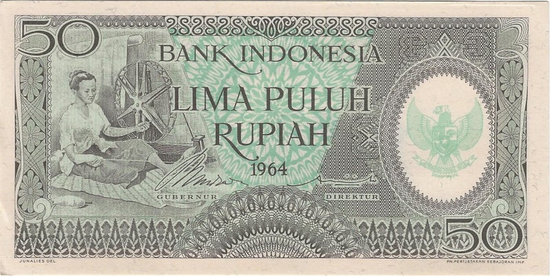 INDONESIA 1964 50 Rupiah banknote UNC Carousel 1